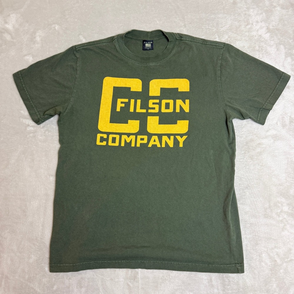 Filson CC Filson Co T-Shirt Mens M Green Graphic Made in USA Cotton Streetwear